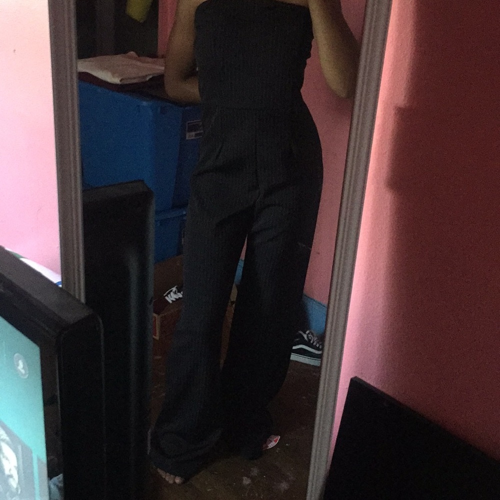 dark navy blue and light pink jumpsuit